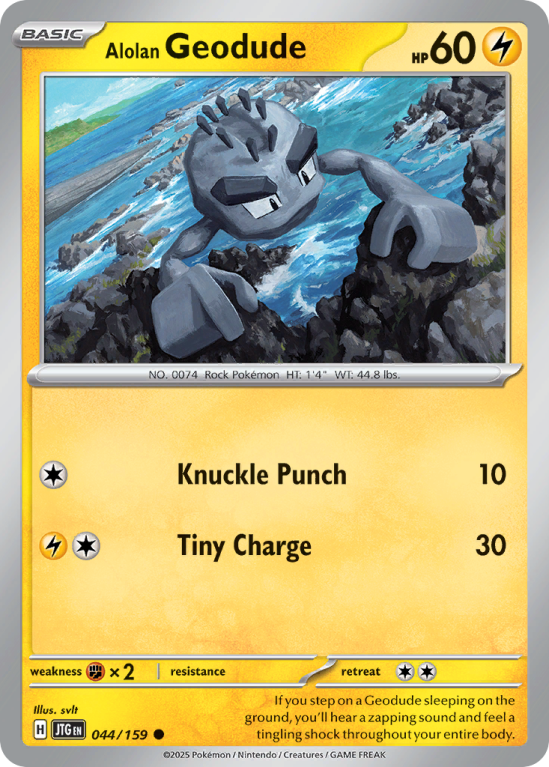 Pokémonkaart Alolan Geodude nummer 44/159 uit de set Journey Together (Scarlet & Violet)