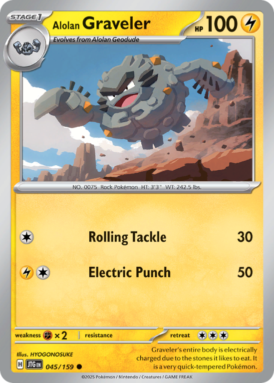 Pokémonkaart Alolan Graveler nummer 45/159 uit de set Journey Together (Scarlet & Violet)