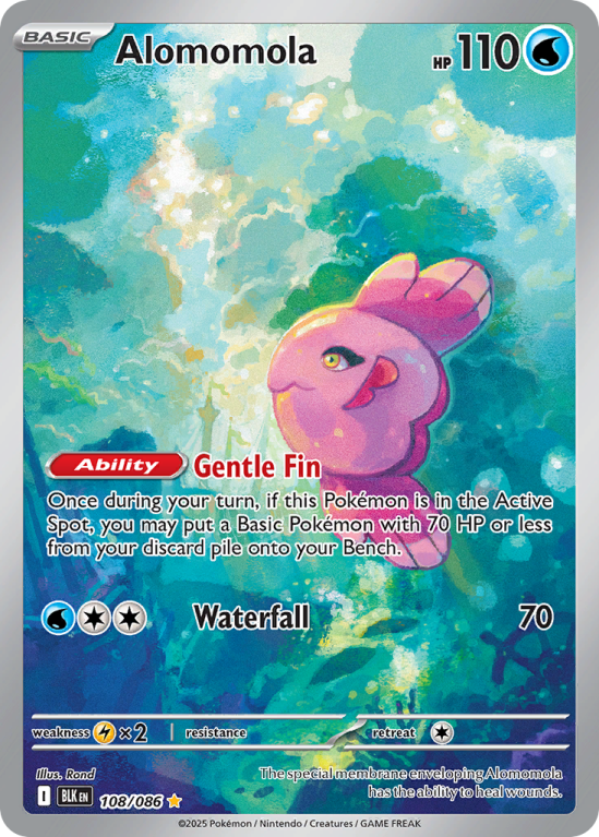 Pokémonkaart Alomomola nummer 108/86 uit de set Black Bolt (Scarlet & Violet)