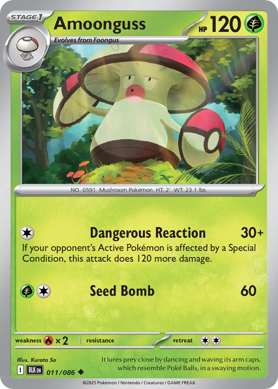 Pokémonkaart Amoonguss nummer 11/86 uit de set Black Bolt (Scarlet & Violet)
