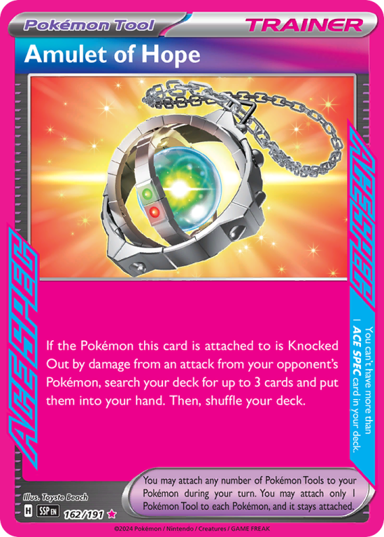 Pokémonkaart Amulet of Hope nummer 162/191 uit de set Surging Sparks (Scarlet & Violet)