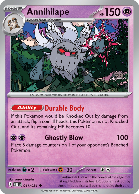 Pokémonkaart Annihilape nummer 41/84 uit de set Pitch Black (Mega Evolution)