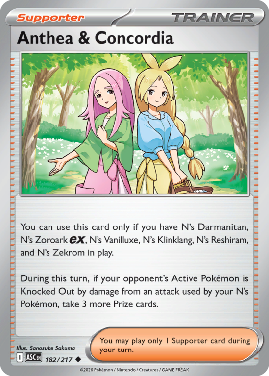 Pokémonkaart Anthea & Concordia nummer 182/217 uit de set Ascended Heroes (Mega Evolution)
