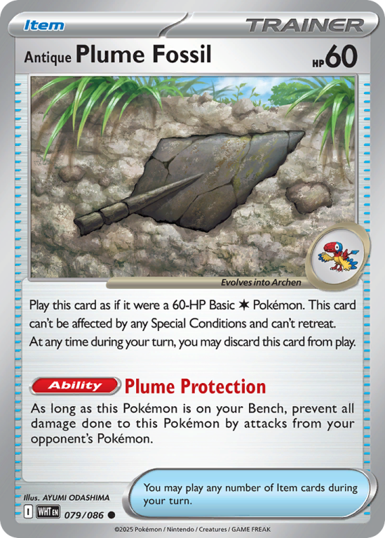 Pokémonkaart Antique Plume Fossil nummer 79/86 uit de set White Flare (Scarlet & Violet)