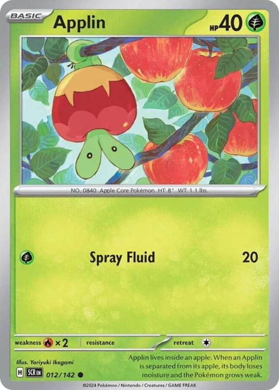 Pokémonkaart Applin nummer 12/142 uit de set Stellar Crown (Scarlet & Violet)