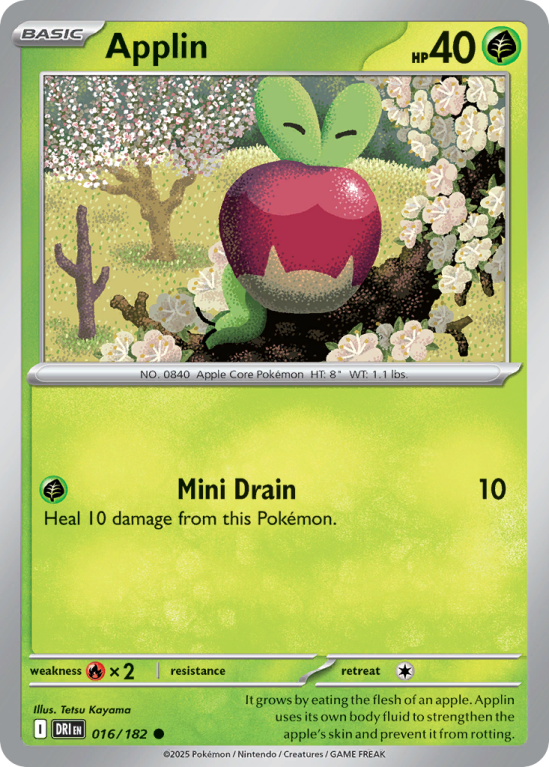Pokémonkaart Applin nummer 16/182 uit de set Destined Rivals (Scarlet & Violet)