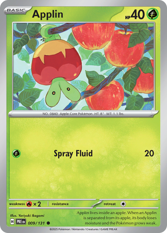 Pokémonkaart Applin nummer 9/131 uit de set Prismatic Evolutions (Scarlet & Violet)