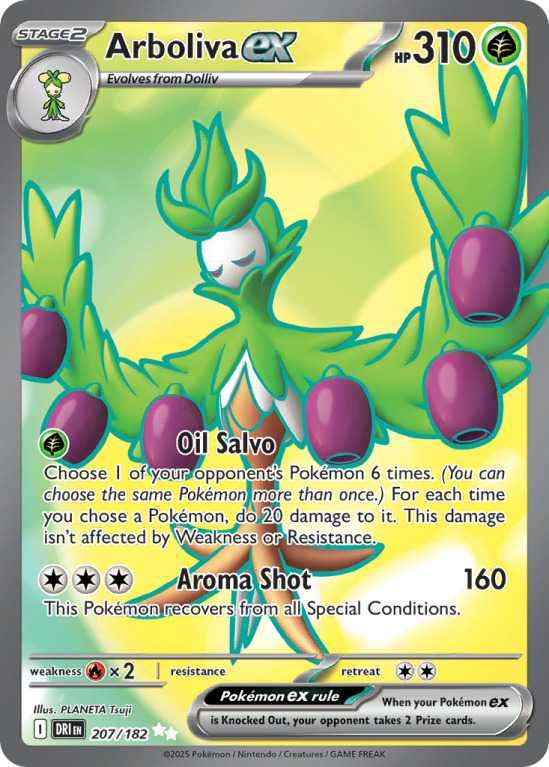 Pokémonkaart Arboliva ex nummer 207/182 uit de set Destined Rivals (Scarlet & Violet)