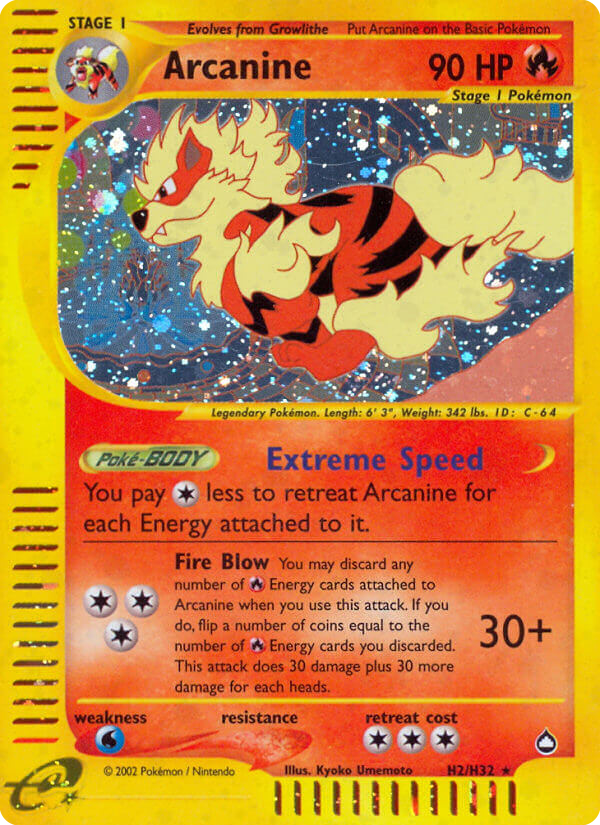 Arcanine H2/186 E-Card Aquapolis