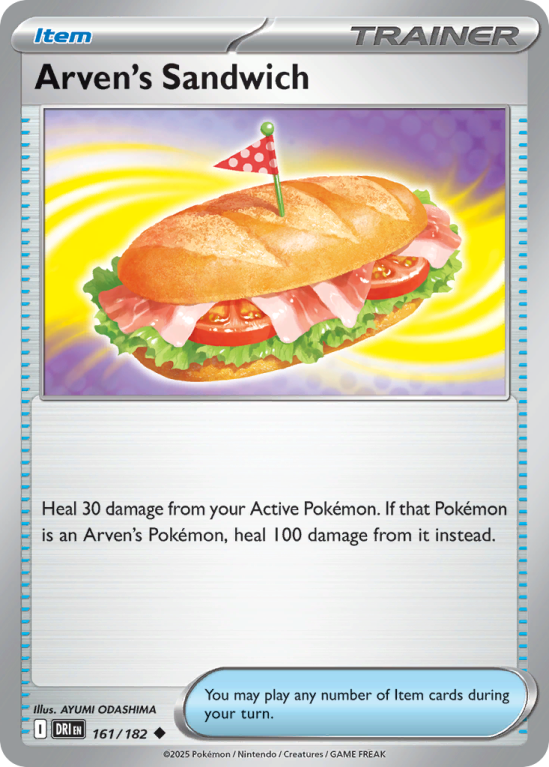 Pokémonkaart Arven's Sandwich nummer 161/182 uit de set Destined Rivals (Scarlet & Violet)