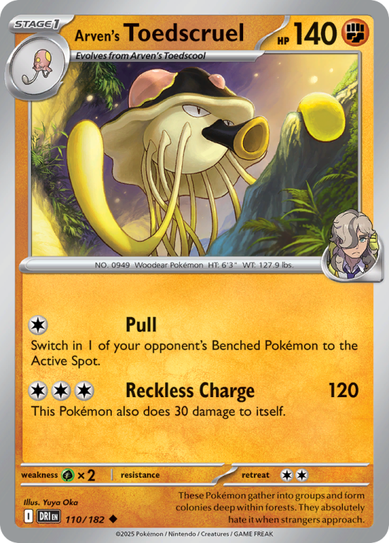 Pokémonkaart Arven's Toedscruel nummer 110/182 uit de set Destined Rivals (Scarlet & Violet)