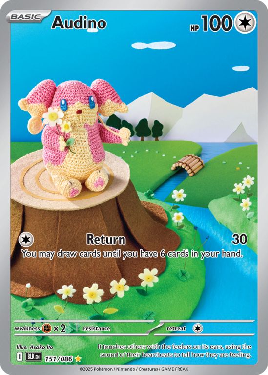 Pokémonkaart Audino nummer 151/86 uit de set Black Bolt (Scarlet & Violet)