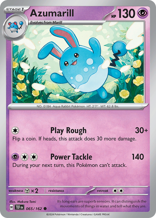 Pokémonkaart Azumarill nummer 65/162 uit de set Temporal Forces (Scarlet & Violet)