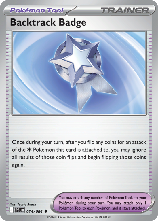 Pokémonkaart Backtrack Badge nummer 74/84 uit de set Pitch Black (Mega Evolution)