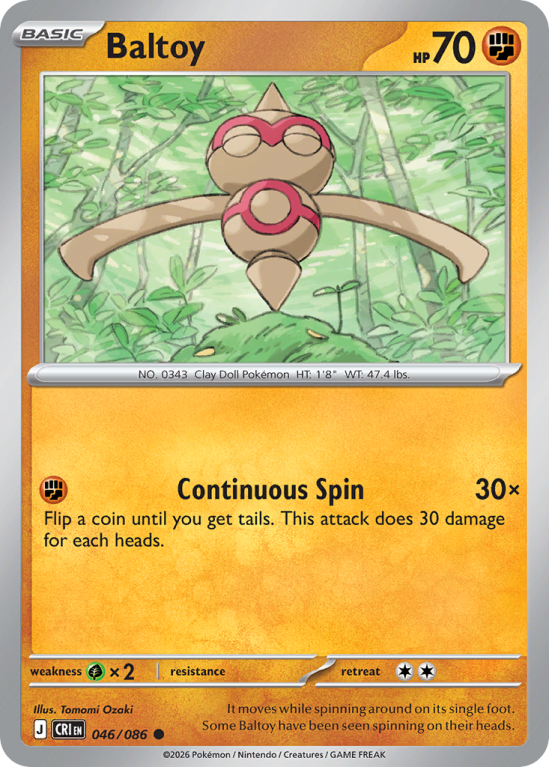 Pokémonkaart Baltoy nummer 46/86 uit de set Chaos Rising (Mega Evolution)