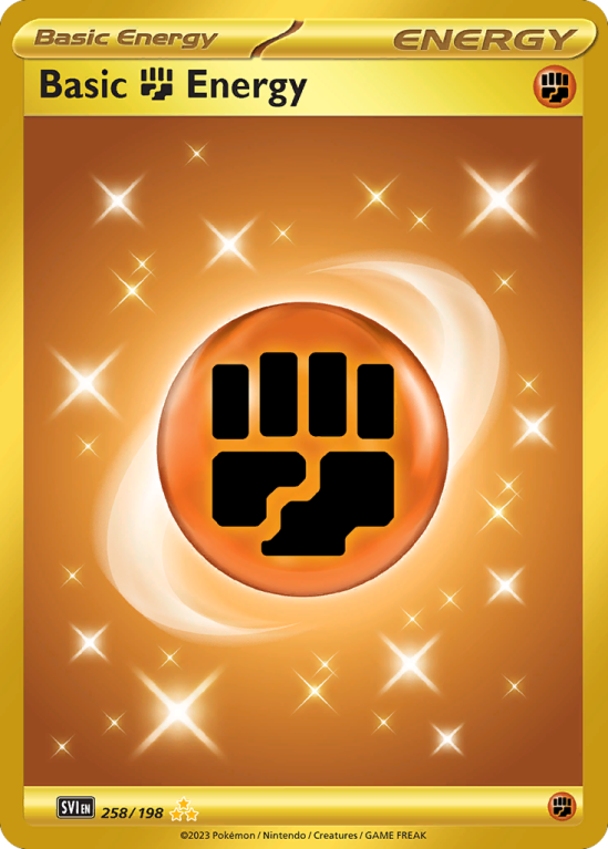 Pokémonkaart Basic Fighting Energy nummer 258/198 uit de set Scarlet & Violet