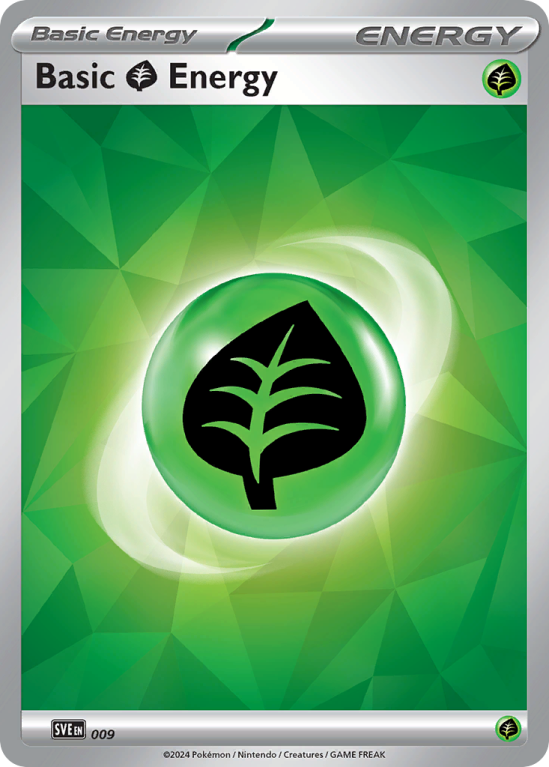 Pokémonkaart Basic Grass Energy nummer 9/8 uit de set Scarlet & Violet Energies (Scarlet & Violet)