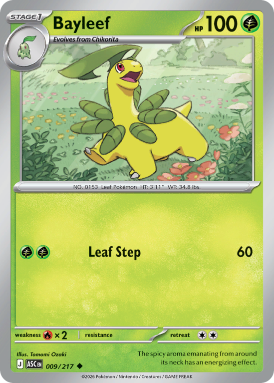 Pokémonkaart Bayleef nummer 9/217 uit de set Ascended Heroes (Mega Evolution)