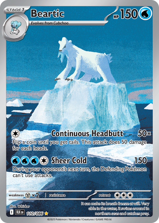 Pokémonkaart Beartic nummer 110/86 uit de set Black Bolt (Scarlet & Violet)