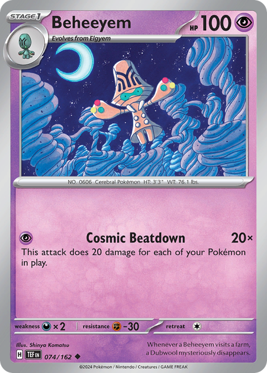 Pokémonkaart Beheeyem nummer 74/162 uit de set Temporal Forces (Scarlet & Violet)