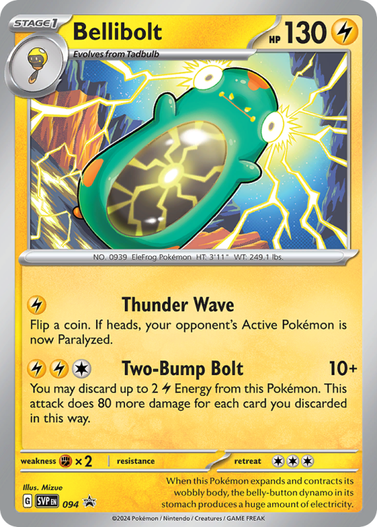 Pokémonkaart Bellibolt nummer 94/14 uit de set Scarlet & Violet Black Star Promos (Scarlet & Violet)