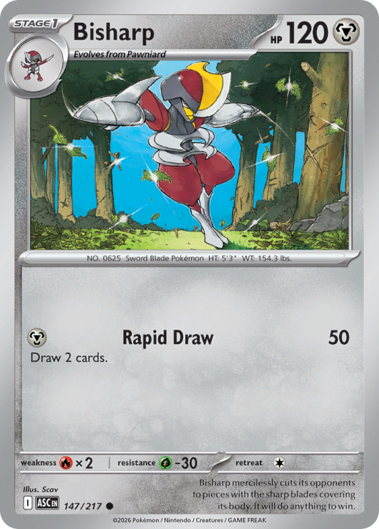 Pokémonkaart Bisharp nummer 147/217 uit de set Ascended Heroes (Mega Evolution)
