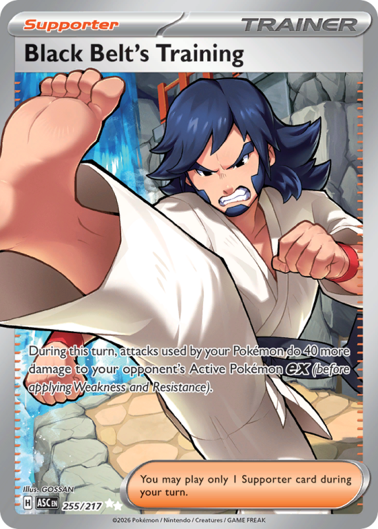 Pokémonkaart Black Belt's Training nummer 255/217 uit de set Ascended Heroes (Mega Evolution)