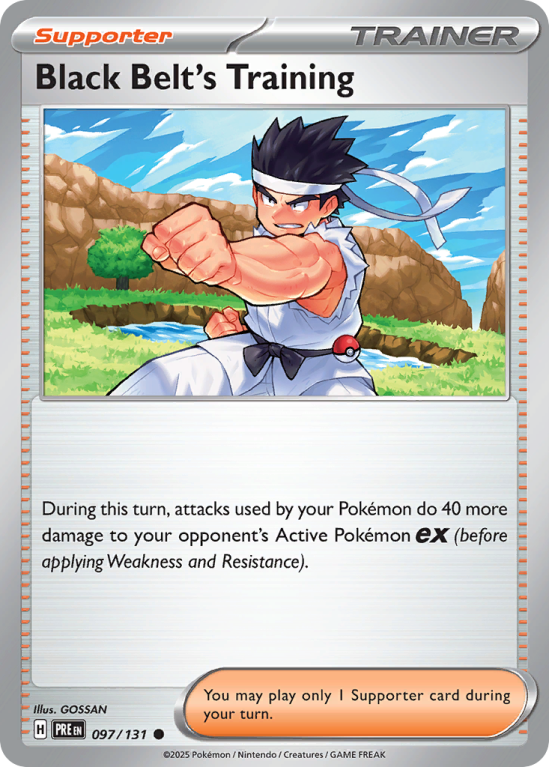 Pokémonkaart Black Belt's Training nummer 97/131 uit de set Prismatic Evolutions (Scarlet & Violet)
