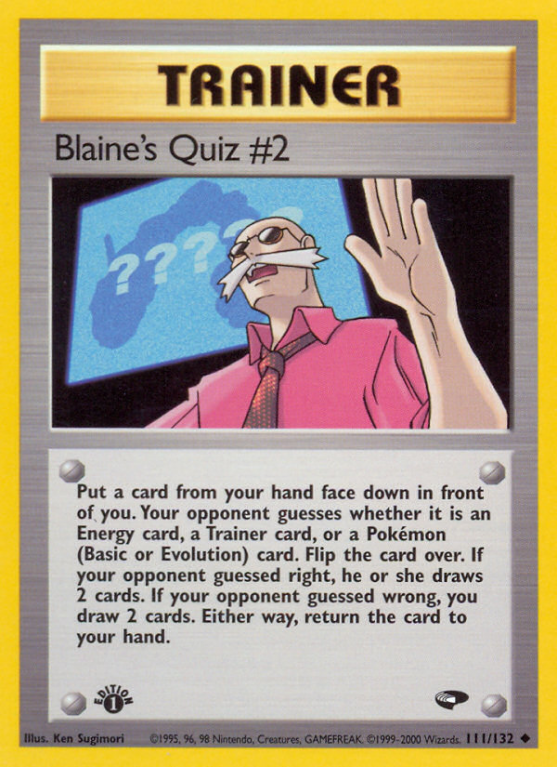 Blaine's Quiz #2 111/132 Gym Gym Challenge