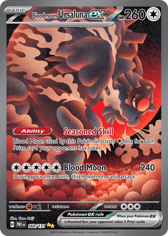 Pokémonkaart Bloodmoon Ursaluna ex nummer 168/131 uit de set Prismatic Evolutions (Scarlet & Violet)