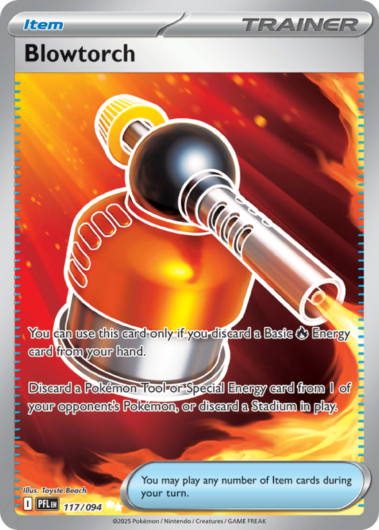Pokémonkaart Blowtorch nummer 117/94 uit de set Phantasmal Flames (Mega Evolution)