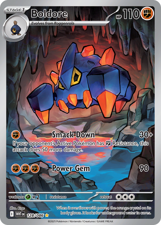 Pokémonkaart Boldore nummer 128/86 uit de set White Flare (Scarlet & Violet)