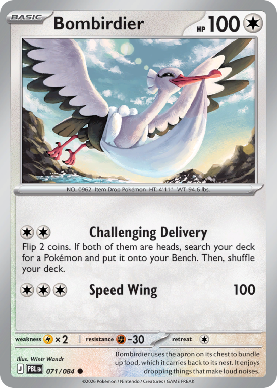 Pokémonkaart Bombirdier nummer 71/84 uit de set Pitch Black (Mega Evolution)