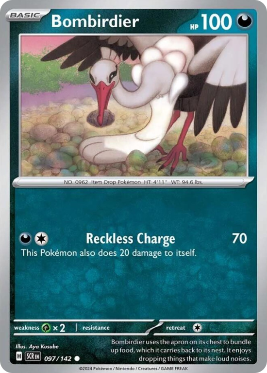 Pokémonkaart Bombirdier nummer 97/142 uit de set Stellar Crown (Scarlet & Violet)