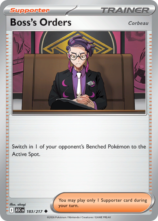 Pokémonkaart Boss's Orders nummer 183/217 uit de set Ascended Heroes (Mega Evolution)