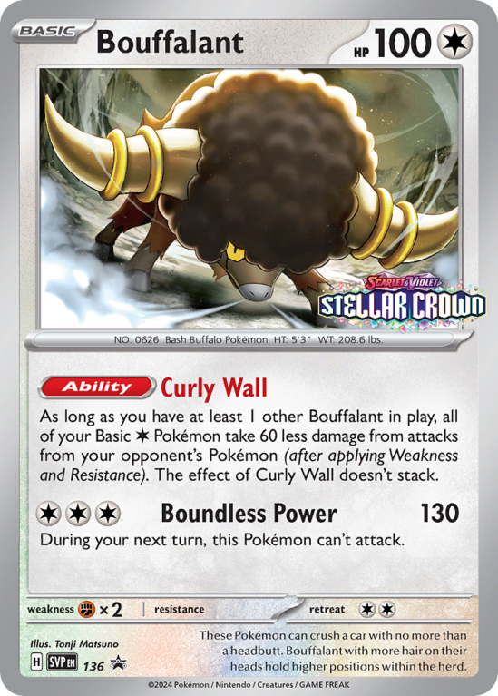 Pokémonkaart Bouffalant nummer 136/14 uit de set Scarlet & Violet Black Star Promos (Scarlet & Violet)
