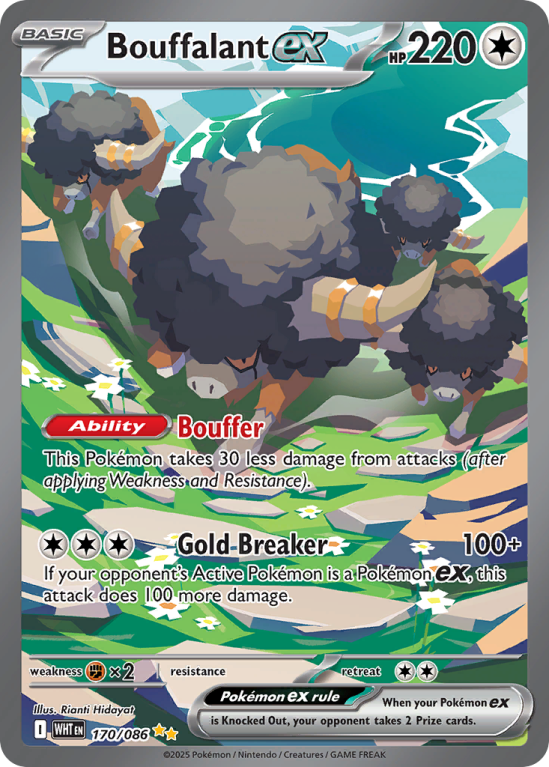 Pokémonkaart Bouffalant ex nummer 170/86 uit de set White Flare (Scarlet & Violet)
