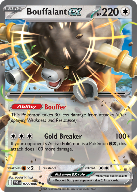 Pokémonkaart Bouffalant ex nummer 77/86 uit de set White Flare (Scarlet & Violet)