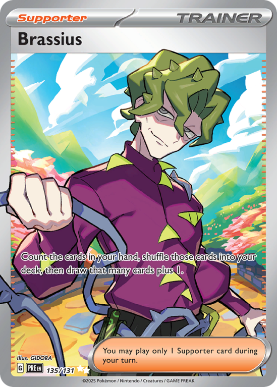 Pokémonkaart Brassius nummer 135/131 uit de set Prismatic Evolutions (Scarlet & Violet)