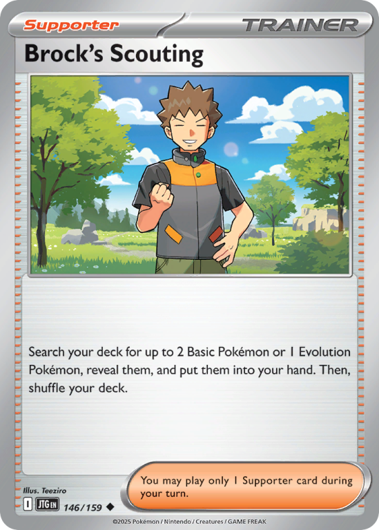 Pokémonkaart Brock's Scouting nummer 146/159 uit de set Journey Together (Scarlet & Violet)