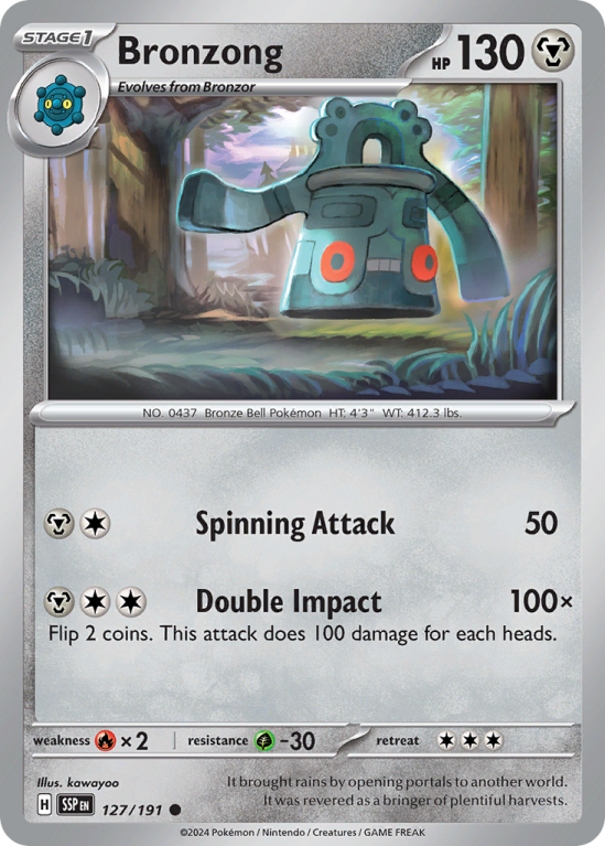 Pokémonkaart Bronzong nummer 127/191 uit de set Surging Sparks (Scarlet & Violet)