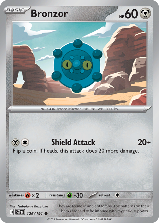 Pokémonkaart Bronzor nummer 126/191 uit de set Surging Sparks (Scarlet & Violet)