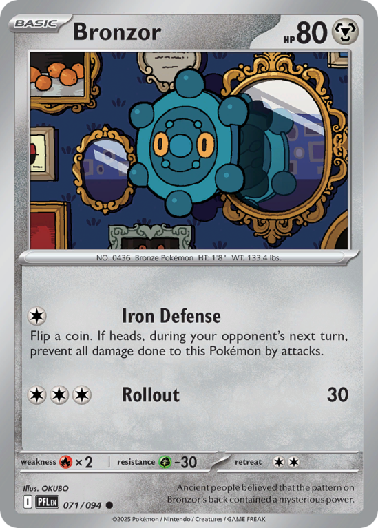 Pokémonkaart Bronzor nummer 71/94 uit de set Phantasmal Flames (Mega Evolution)