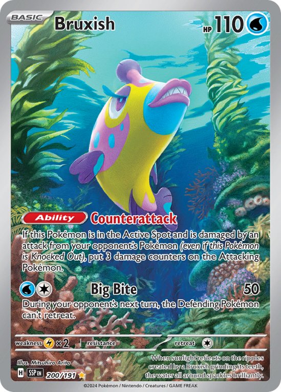 Pokémonkaart Bruxish nummer 200/191 uit de set Surging Sparks (Scarlet & Violet)