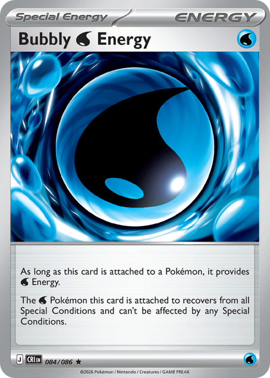 Pokémonkaart Bubbly Water Energy nummer 84/86 uit de set Chaos Rising (Mega Evolution)