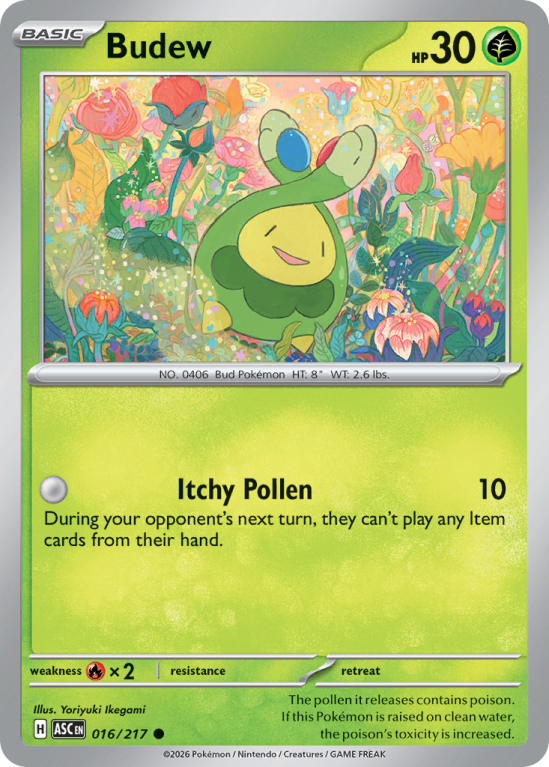 Pokémonkaart Budew nummer 16/217 uit de set Ascended Heroes (Mega Evolution)