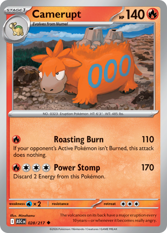 Pokémonkaart Camerupt nummer 28/217 uit de set Ascended Heroes (Mega Evolution)