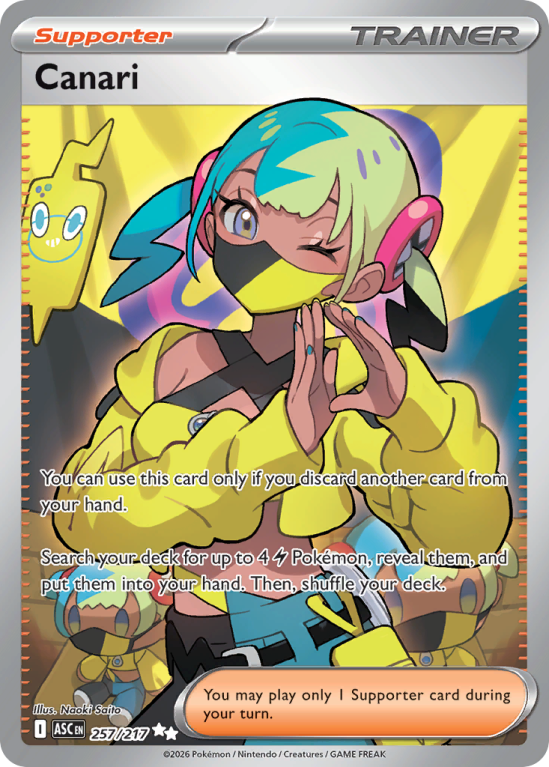 Pokémonkaart Canari nummer 257/217 uit de set Ascended Heroes (Mega Evolution)