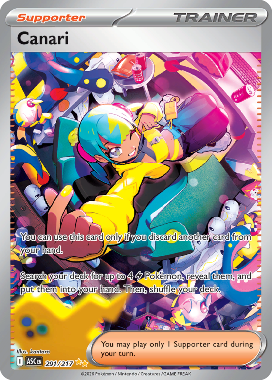 Pokémonkaart Canari nummer 291/217 uit de set Ascended Heroes (Mega Evolution)