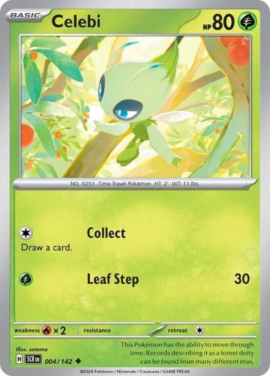 Pokémonkaart Celebi nummer 4/142 uit de set Stellar Crown (Scarlet & Violet)